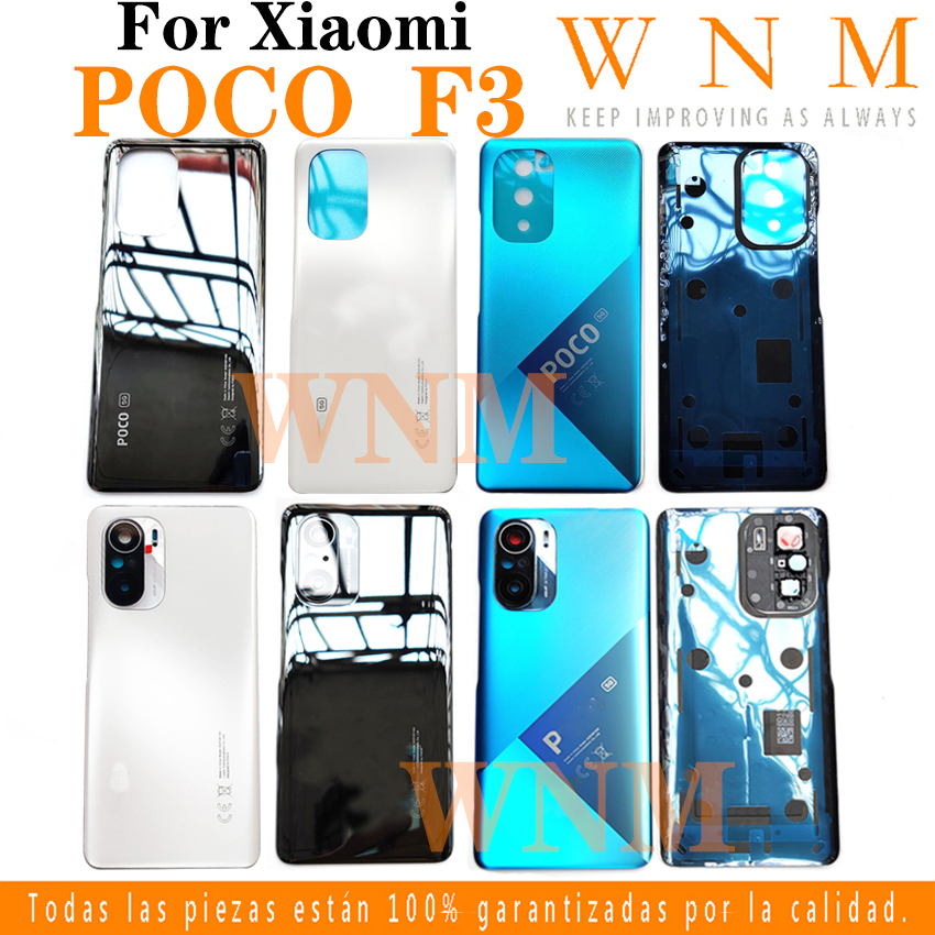 ฝาหลังแบตเตอรี่สําหรับ Xiaomi MI Poco F3 M2012K11 แบตเตอรี่กระจกฝาหลังด้านหลังประตูกรณีเปลี่ยนพร้อมเลนส์กรอบ