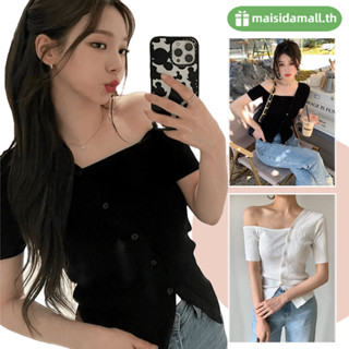 🔥พร้อมส่ง🔥MSD เสื้อยืดแขนสั้น ทรงสกินนี่ สําหรับผู้หญิง เสื้อ เปิดไหมพรมผ้าร่อง