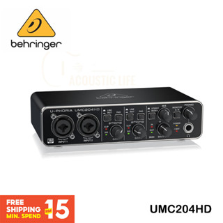 ⭐⭐⭐Behringer U-Phoria UMC204HD ออดิโอไฟล์ 2x4, 24-Bit/192 kHz อินเตอร์เฟซ USB เสียง MIDI พร้อมไมโครโฟน พรีแอมป์