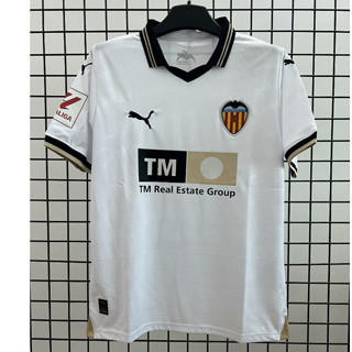 เสื้อกีฬาแขนสั้น ลายทีมชาติฟุตบอล Valencia 23 24 ชุดเหย้า สีขาว สําหรับผู้ชาย