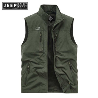 JEEP SPIRIT 1941 ESTD เสื้อกล้ามผู้ชาย ทํางาน สองด้าน สวมหลายกระเป๋า เสื้อกั๊ก