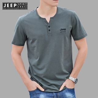 JEEP SPIRIT 1941 ESTD ใหม่ เสื้อยืดแขนสั้น คอวี ทรงหลวม ระบายอากาศ สําหรับผู้ชาย