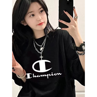 Champion เสื้อยืดคอกลม แขนสั้น ผ้าฝ้ายแท้ ทรงหลวม อเนกประสงค์ แฟชั่นสําหรับผู้ชาย และผู้หญิง