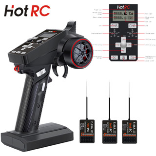 (On Hand) HOTRC 6CH 2.4GHz เครื่องส่งสัญญาณวิทยุดิจิทัล พร้อมตัวรับสัญญาณไจโร สําหรับรถถัง เรือบังคับ 1/8 1/10