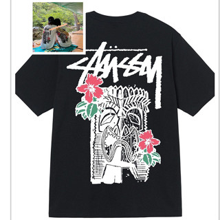 STUSSY เสื้อยืดแขนสั้น ผ้าฝ้าย โอเวอร์ไซซ์ สีขาว และสีดํา สําหรับคู่รัก ทุกเพศ