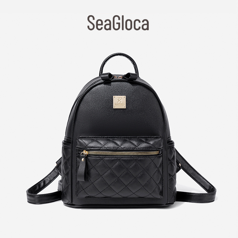 Seagloca ใหม่ กระเป๋าเป้สะพายหลัง หนัง PU นุ่ม ปักลายเพชร แฟชั่นสําหรับผู้หญิง No.1256