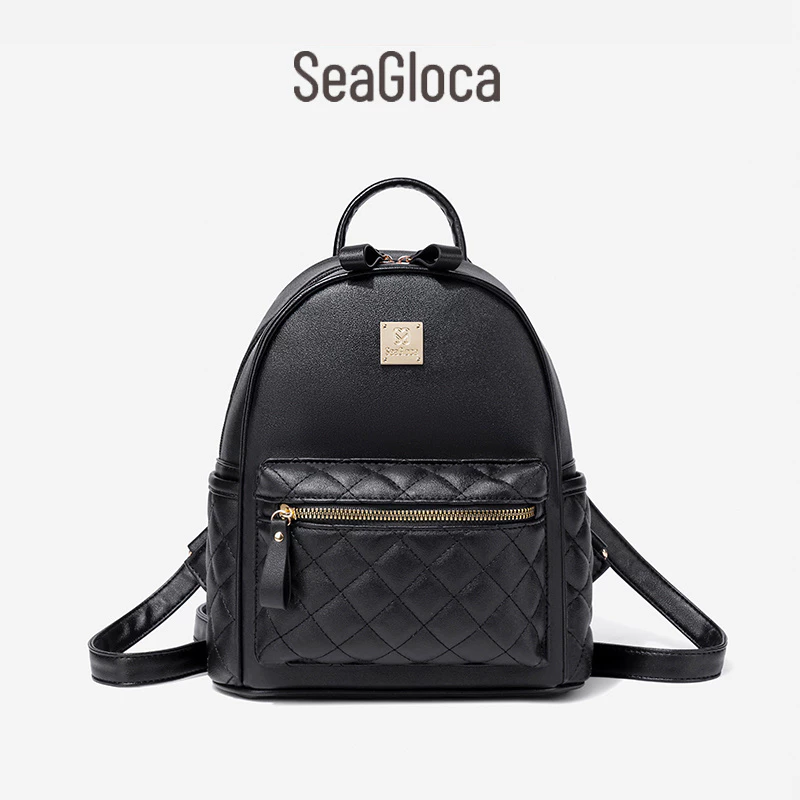 Seagloca ใหม่ กระเป๋าเป้สะพายหลัง หนัง PU นุ่ม ปักลายเพชร แฟชั่นสําหรับผู้หญิง No.1256