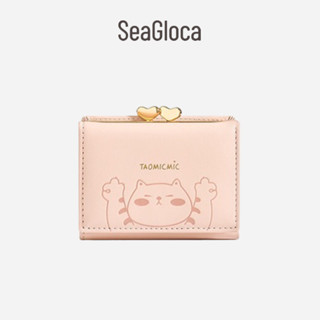 Seagloca ใหม่ กระเป๋าสตางค์ใบสั้น ลายแมวน่ารัก ใส่บัตรได้หลายใบ แฟชั่นสไตล์เกาหลี สําหรับผู้หญิง No.1265