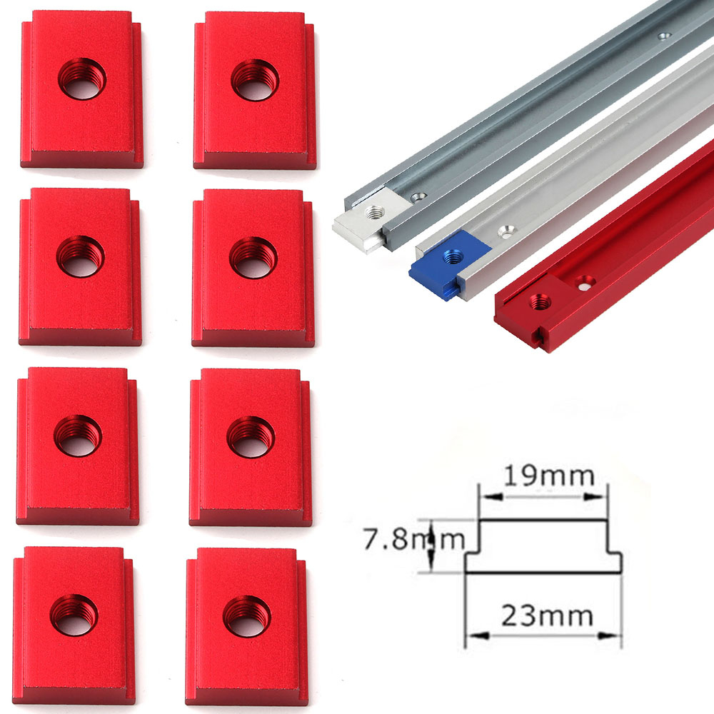 8pcs T-Slider for T-Slot Miter Track Sliding Nut Aluminum Alloy M6/M8 T Slot Nut for Woodworking Too