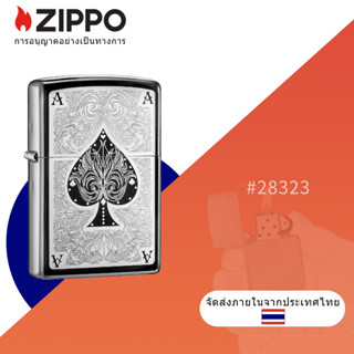 Zippo Ace Filigree ไฟแช็กโครเมี่ยม สีดํา 28323