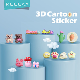 Kuulaa สติกเกอร์ฉลาก ลายการ์ตูน 3D กันน้ํา สุ่มสี สําหรับติดตกแต่งโทรศัพท์มือถือ แล็ปท็อป แท็บเล็ต DIY 4 ชิ้น ต่อแพ็ก