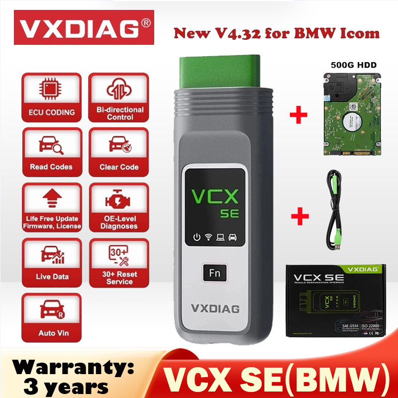 Vxdiag VCX SE เครื่องสแกนเนอร์วินิจฉัย ECU สําหรับ BMW ICOM A2 A3 รองรับ J2534