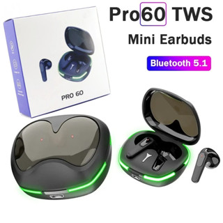 ใหม่ TWS Pro60 หูฟังบลูทูธไร้สาย TWS Audifonos มีไฟ LED ตัดเสียงรบกวน กันน้ํา สําหรับเล่นเกม