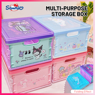 【Sanrio】กล่องพลาสติก แบบพับได้ พร้อมฝาปิด สําหรับใส่ขนมขบเคี้ยว เครื่องเขียน