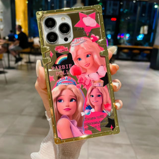 (Barbie) เคสโทรศัพท์มือถือชุบไฟฟ้า ทรงสี่เหลี่ยม ลายบาร์บี้ สําหรับ OPPO Reno5F Reno5 Pro Reno4 Pro Reno3 Reno2Z Reno2F Reno2 Reno Z F11 Pro F9 F7