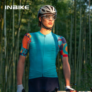 Inbike เสื้อปั่นจักรยาน แขนสั้น พร้อมกระเป๋าด้านหลัง 3 ช่อง ระบายอากาศ แฟชั่นฤดูร้อน สําหรับผู้ชาย