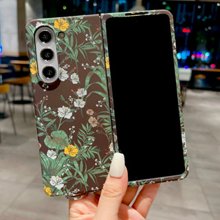 เคสโทรศัพท์มือถือ PC แข็ง กันกระแทก ลายดอกไม้ สไตล์วินเทจ สําหรับ Samsung Galaxy Z Fold 5 Z Fold 4 Z Fold 3 Z Fold 2 Z Fold 4 Z Fold5