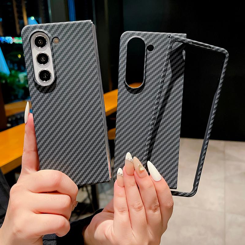 Z Fold6 เคสสําหรับ Samsung Galaxy Z พับ 6 Z พับ 5 Z พับ 4 Z พับ 3 รูปแบบคาร์บอนไฟเบอร์ Ultra Thin ป้องกันโทรศัพท์มือถือกรณี ZFold5