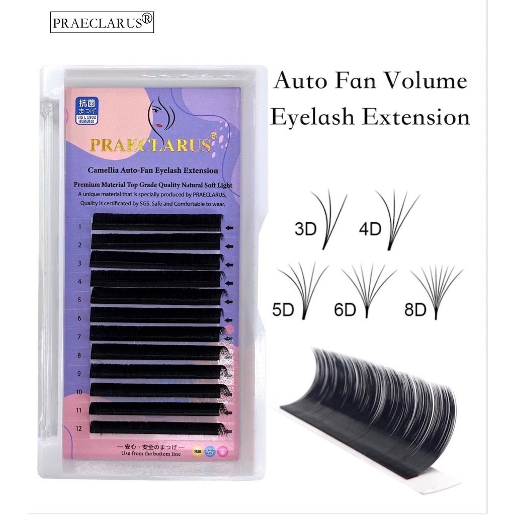 Paeclarus Camellia Eyelash Extension 1st Auto Magnetic blooming ความหนา 0.05 มม.ขนมิงค์แต่ละขนตาธรรมชาตินุ่ม Camellia 1st Magnetic Auto Fanning Lashes