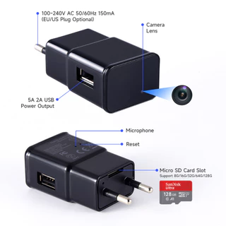 กล้องวงจรปิดไร้สาย 1080P ปลั๊ก US EU พร้อมที่ชาร์จ wifi แบบพกพา