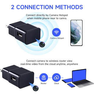 กล้องวงจรปิดไร้สาย 1080P ปลั๊ก US EU พร้อมที่ชาร์จ wifi แบบพกพา