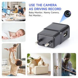 กล้องวงจรปิดไร้สาย 1080P ปลั๊ก US EU พร้อมที่ชาร์จ wifi แบบพกพา