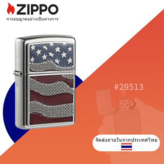 ไฟแช็กโครเมี่ยม ตราสัญลักษณ์ธงอเมริกัน Zippo 29513