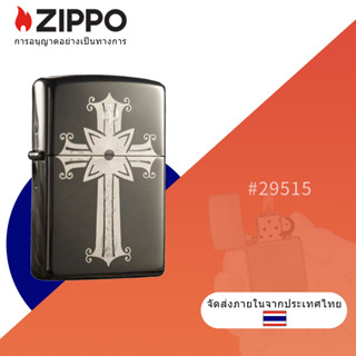 Zippo ไฟแช็ก ดีไซน์ไม้กางเขน สีดํา 29515