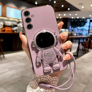 เคสโทรศัพท์ สําหรับ Samsung A14 A24 A54 A34 A13 5G A04S A21S A20S A02 4G 5G มือถือแบบนิ่ม กันกระแทก ลายนักบินอวกาศ พร้อมที่ตั้งวาง หรูหรา