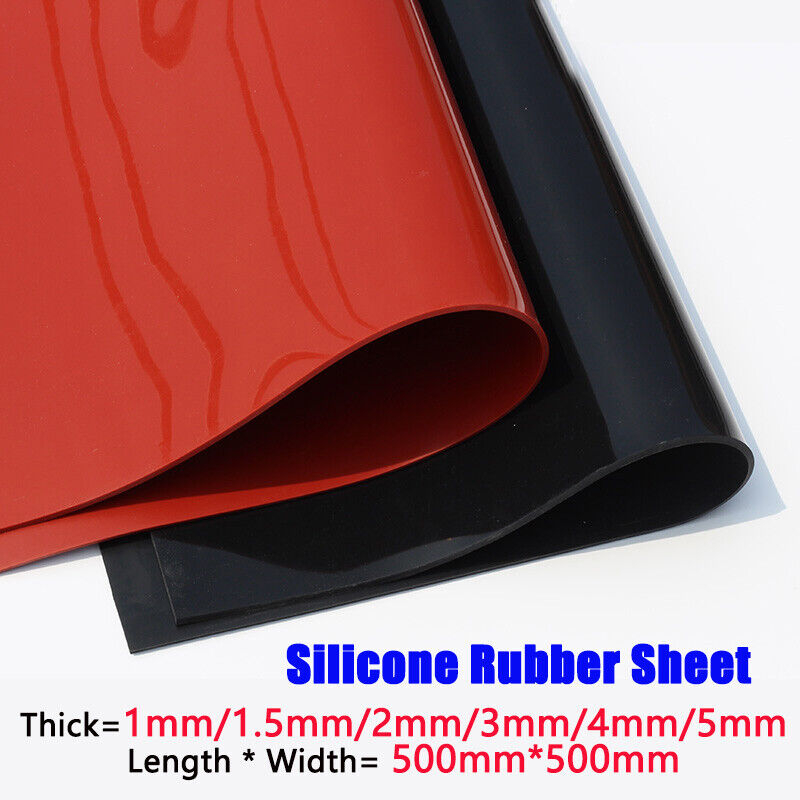 แผ่นปะเก็นยางซิลิโคน แบบบางพิเศษ ทรงสี่เหลี่ยม หนา 1~5 มม. สีแดง และสีดํา 500~1000 มม.
