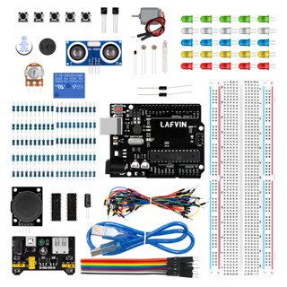 【พร้อมส่ง】LAFVIN ชุดสตาร์ทเตอร์พื้นฐาน พร้อมบอร์ดควบคุม R3 LED ตัวต้านทาน สายจัมเปอร์ และพาวเวอร์ซัพพลาย สําหรับ Arduino IDE