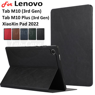 เคสหนัง PU ฝาพับ พร้อมช่องใส่บัตร และขาตั้ง เรียบง่าย สําหรับ Lenovo Tab M10 Plus (3rd Gen) 10.61 นิ้ว XiaoXin Pad 2022 TB125FU TB128FU M10 Gen3 10.1 นิ้ว TB328FU TB328XU