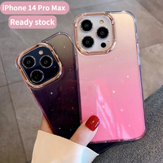 เคสโทรศัพท์มือถือ แบบใส กันกระแทก แต่งกลิตเตอร์ ไล่โทนสี หรูหรา สําหรับ iPhone 14 Pro Max 11 12 13 14 Pro Max X XS XR 7 8 Plus