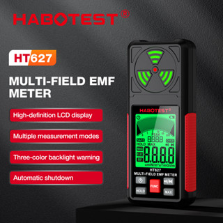 HABOTEST HT627 เครื่องวัด Emf หน้าจอ LCD ความคมชัดสูง มีไฟแบ็คไลท์ สามสี