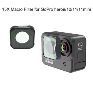 ฟิลเตอร์เลนส์มาโคร HD 15X อุปกรณ์เสริมกล้องแอคชั่น Gopro Hero 9 10 11 สีดํา 15X สําหรับ Go Pro 9 10 11mini