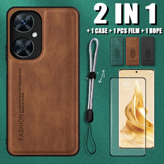 2 IN 1 เคสหนังหรูหรา พร้อมเชือกปรับได้ และตัวป้องกันหน้าจอเซรามิค สําหรับ Huawei Nova 11i