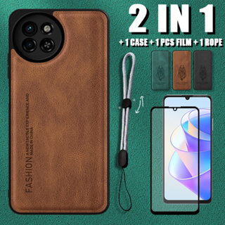 2 IN 1 เคสหนังหรูหรา พร้อมเชือกปรับได้ และตัวป้องกันหน้าจอเซรามิค สําหรับ Itel S23