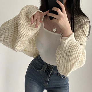 Korean Chic Spring and Autumn Bat Sleeves Knitted Cardigan Loose Lazy Sweater Cape Cape Coat