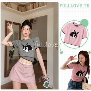 Fulllove เสื้อครอปสีชมพู เสื้อยืดครอปท็อป แขนสั้น เอวสูง เซ็กซี่ สไตล์อเมริกันเรโทร สําหรับผู้หญิง y2k