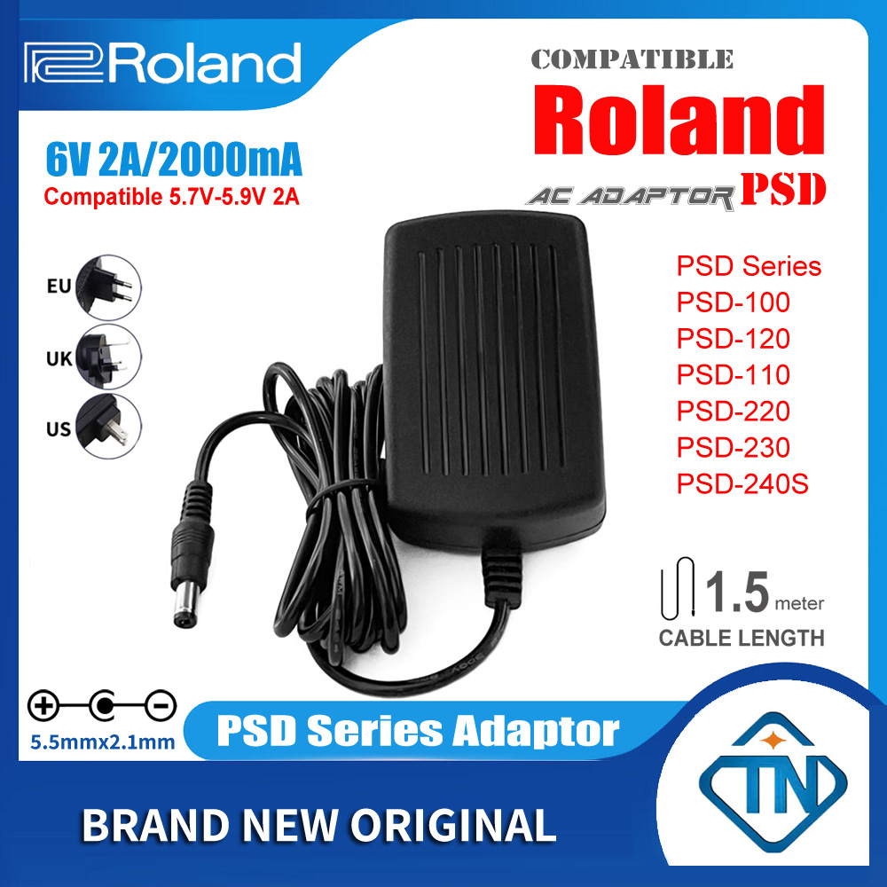 อะแดปเตอร์ 6V 2A เข้ากันได้กับ 5.7-5.9V AC PSD-230 PSD 220 สําหรับหม้อแปลงเสียง Roland BOSS VT-3 & MX-1 Mix Performer & TM-2 โมดูลทริกเกอร์
