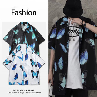 เสื้อฮาวายชาย เสื้อลายดอกผู้ชาย ทรงหลวม ระบายอากาศได้ดี เข้ากับทุกการแต่งกาย แฟชั่นฤดูร้อน เสื้อเชิ้ตแขนสั้น