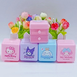 กล่องลิ้นชักพลาสติก แบบสองชั้น ลายการ์ตูน Sanrio Cinnamon Dog Melody น่ารัก สําหรับเก็บเครื่องประดับ