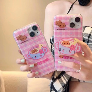 เคสโทรศัพท์มือถือ tpu แบบนิ่ม ลายการ์ตูน สีชมพู สําหรับ iPhone 14 14promax 14pro 12PRO 12PROMAX 13 13pro 13promax