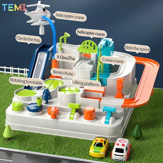 ⭐การจัดส่งในประเทศไทย ⭐TEMI รถของเล่นผจญภัยชุดติดตามและเกมรถชุดของเล่นเพื่อการศึกษาเด็กที่จอดรถเกม
