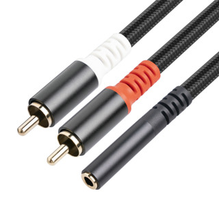 Rca สายเคเบิลอะแดปเตอร์แจ็คเสียง 2 RCA ตัวผู้ เป็นตัวเมีย 3.5 มม. Aux สําหรับ iPhone Edifer โฮมเธียเตอร์ DVD VCD หูฟัง