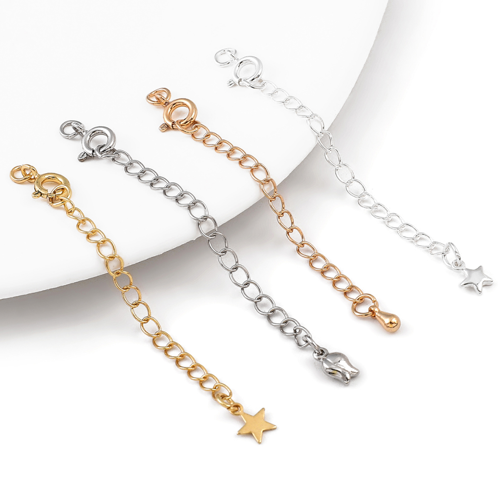 75 มม.14K 18k Gold/เงิน/Rhoudium Gold Plated ทองเหลือง Adjuster Extender Chain ฤดูใบไม้ผลิ Claspsps สําหรับ DIY เครื่องประดับทํา