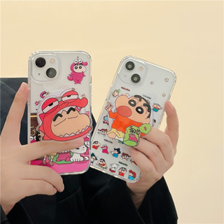 เคสโทรศัพท์มือถืออะคริลิค แบบนิ่ม ลายการ์ตูนชินจัง มีป็อบอัพแม่เหล็ก สําหรับ iPhone 11 12 13 14 15 PRO MAX iPhone14 iPhone14Pro