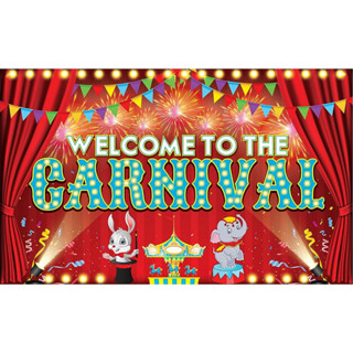 ภาพพื้นหลัง ลาย Welcome to The Carnival ขนาด 5x3 ฟุต สําหรับตกแต่งงานปาร์ตี้วันเกิดเด็ก