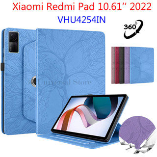 เคสแท็บเล็ตหนัง ฝาพับ ลายต้นไม้ หมุนได้ 360 องศา พร้อมช่องใส่ปากกา สําหรับ Xiaomi Redmi Pad 10.61 นิ้ว 2022 VHU4254IN Redmi Pad 10.61 นิ้ว