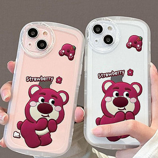 เคสโทรศัพท์มือถือแบบนิ่ม ใส ลายหมีสตรอเบอร์รี่ สําหรับ Samsung S23 S22 S21 Plus Ultra A04e A30S A20S A21S A33 A53 A02S A03S